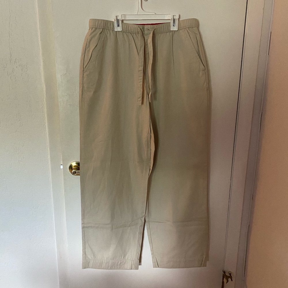 Beige drawstring pants. Size large